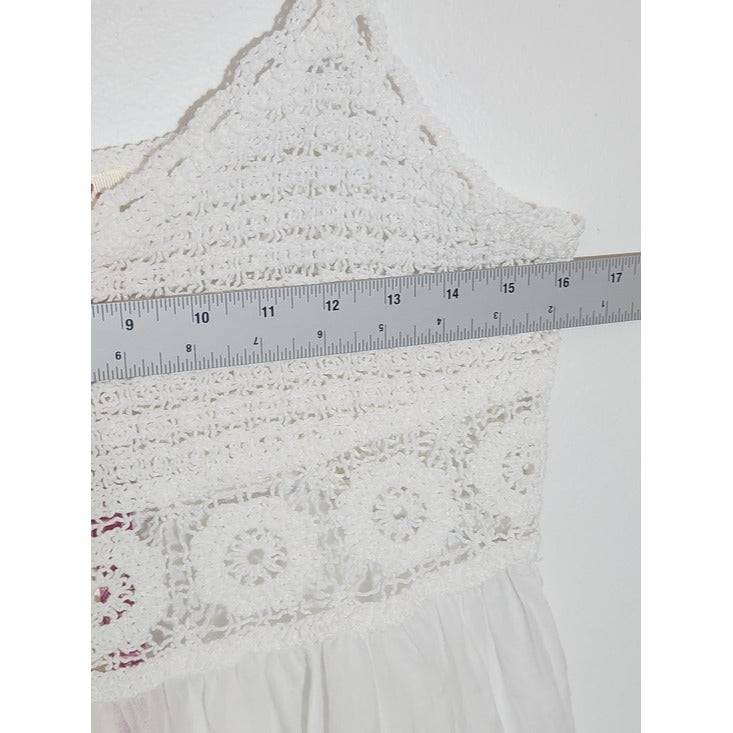 Pinky Cotton White Crochet Top Size Medium NWT