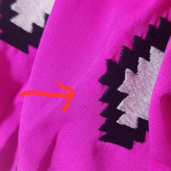 TCEC Magenta Mini Shift Dress With Embroidered Puffy Sleeves Size Large