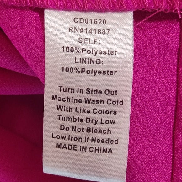 TCEC Magenta Mini Shift Dress With Embroidered Puffy Sleeves Size Large