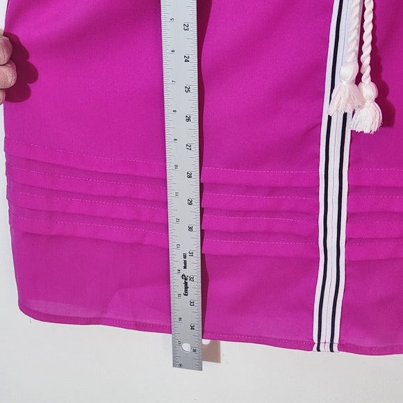 TCEC Magenta Mini Shift Dress With Embroidered Puffy Sleeves Size Large