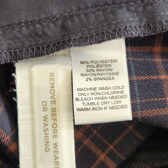 LOFT Navy and Brown Plaid Marisa Straight Pants Size 2