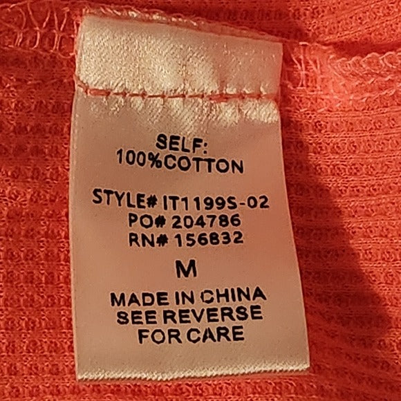 BiBi Pink and White Waffle Knit 3/4 Sleeve Top Size Medium NWT