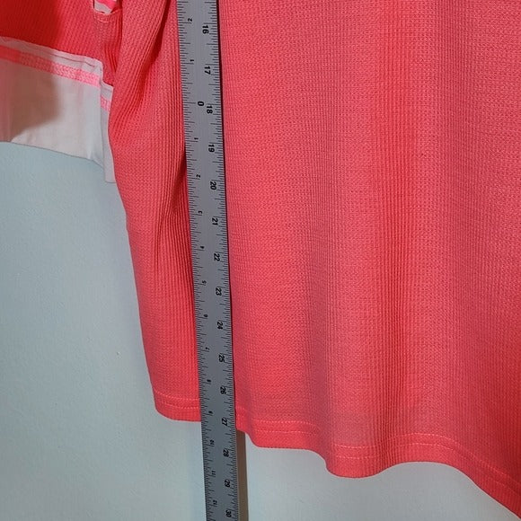 BiBi Pink and White Waffle Knit 3/4 Sleeve Top Size Medium NWT