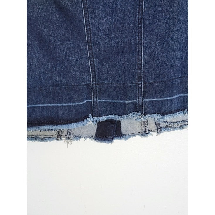 Cato Dark Wash Cropped Distressed Denim Vest Size XS