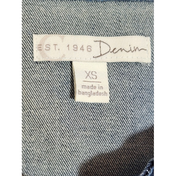 Cato Dark Wash Cropped Distressed Denim Vest Size XS