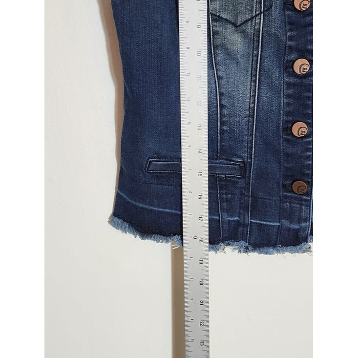 Cato Dark Wash Cropped Distressed Denim Vest Size XS
