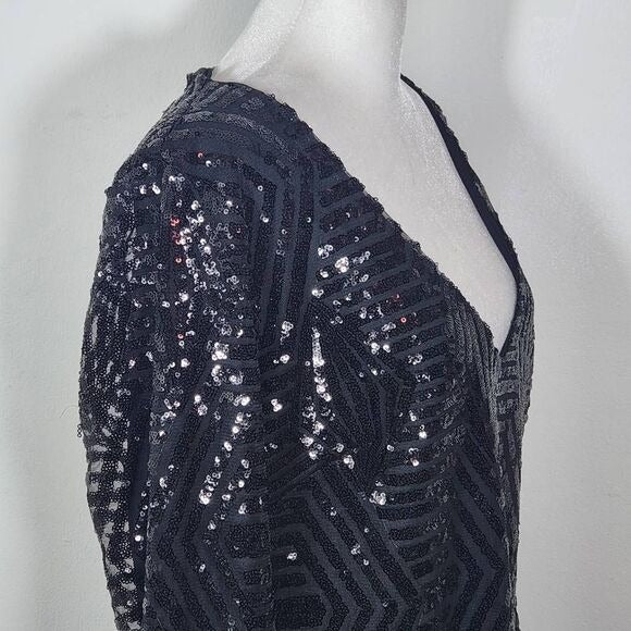 City Chic Long Sleeve Black Sequin Sheath Dress Size XL NWT Sequin Formal Dress