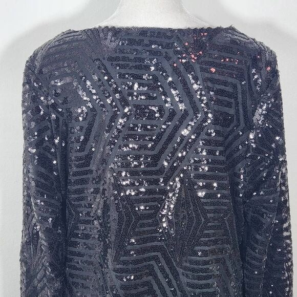 City Chic Long Sleeve Black Sequin Sheath Dress Size XL NWT Sequin Formal Dress
