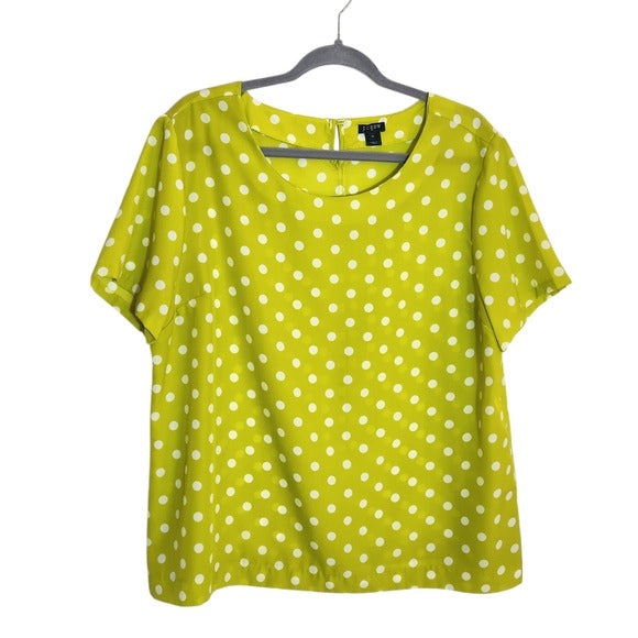 J. Crew Lime Green Polka Dot Blouse Size XL