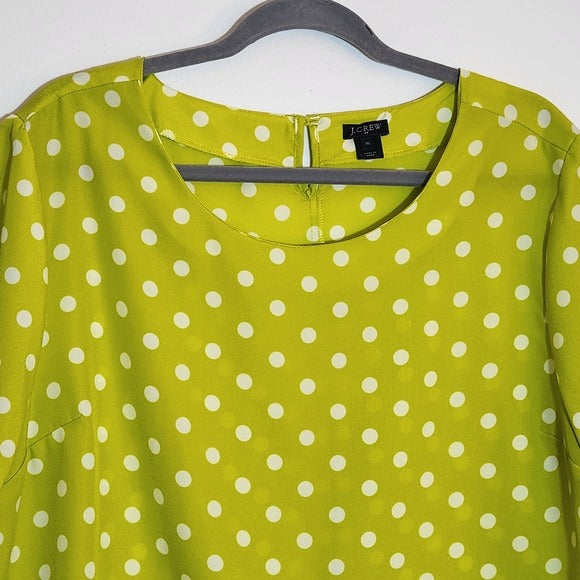 J. Crew Lime Green Polka Dot Blouse Size XL