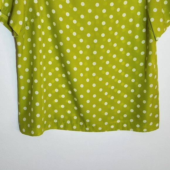 J. Crew Lime Green Polka Dot Blouse Size XL