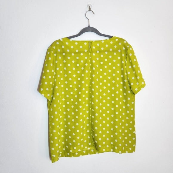 J. Crew Lime Green Polka Dot Blouse Size XL
