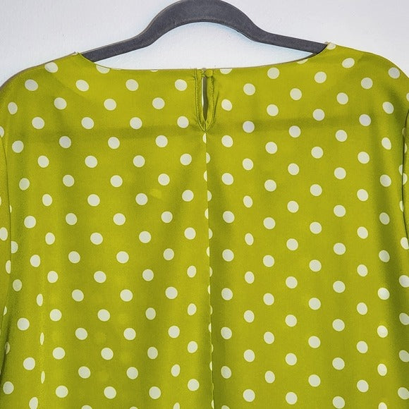 J. Crew Lime Green Polka Dot Blouse Size XL