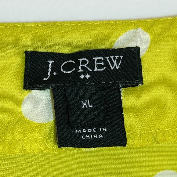 J. Crew Lime Green Polka Dot Blouse Size XL
