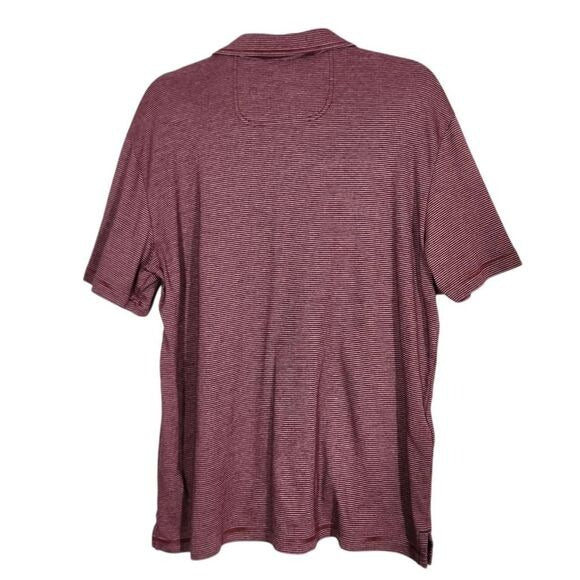 Tommy Bahama Burgundy Stripe Polo Size Medium Preppy Burgundy Short Sleeve Polo