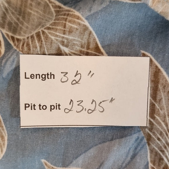 Go Barefoot Light Blue Floral Hawaiian Men's Shirt Size Large Tall