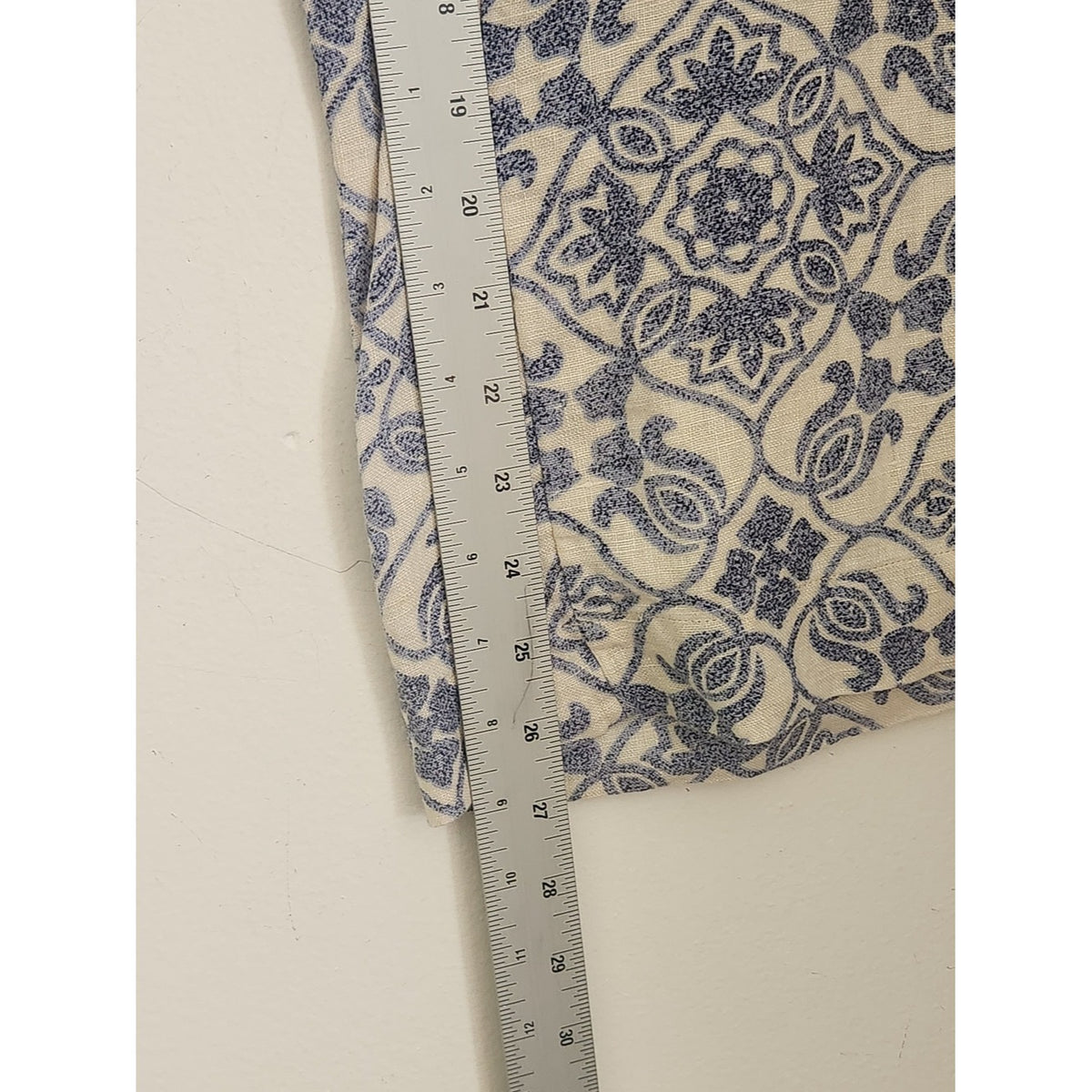 Soft Surroundings Pull-on Cream and Blue Linen Wide Leg Pants Size Petite Medium