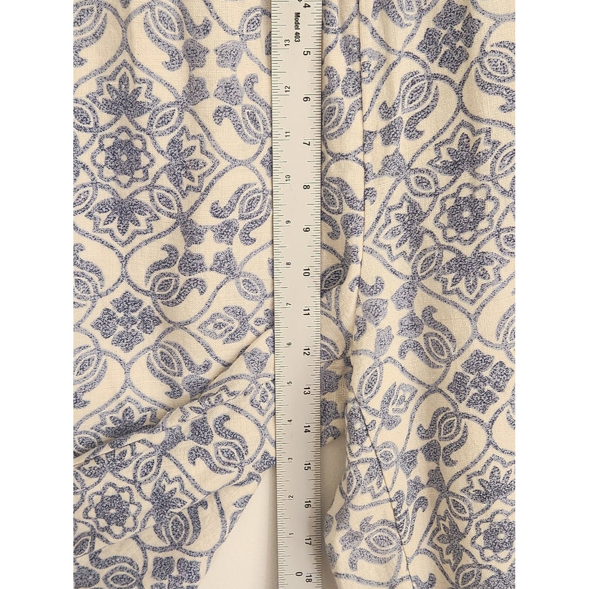 Soft Surroundings Pull-on Cream and Blue Linen Wide Leg Pants Size Petite Medium