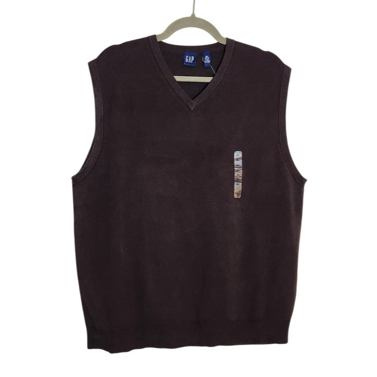 Gap Mens Brown V-Neck Sweater Vest Size XL NWT