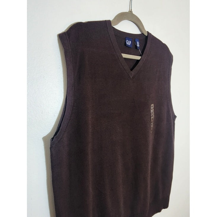 Gap Mens Brown V-Neck Sweater Vest Size XL NWT