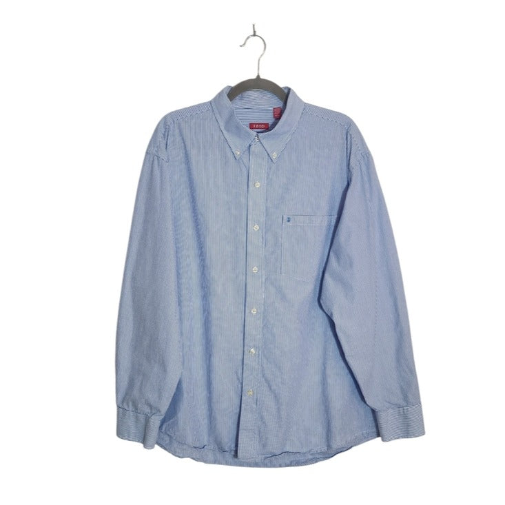 IZOD Blue and White Stripe Button Down Shirt Size XL