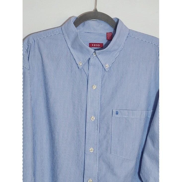 IZOD Blue and White Stripe Button Down Shirt Size XL