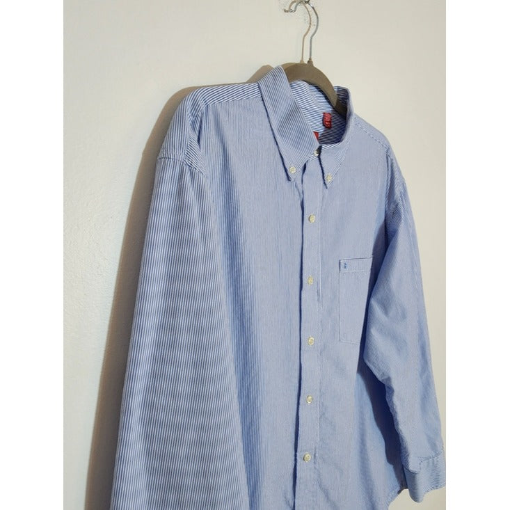 IZOD Blue and White Stripe Button Down Shirt Size XL