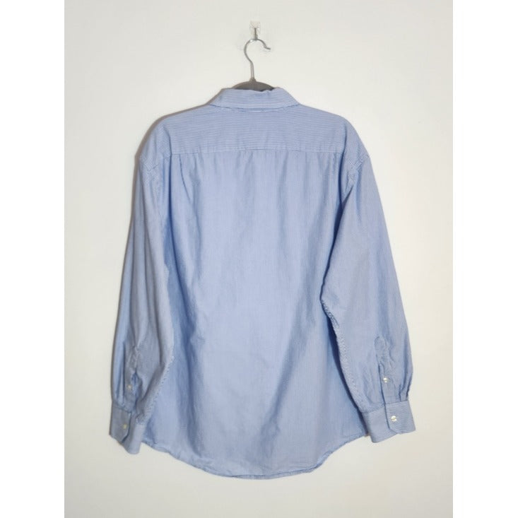 IZOD Blue and White Stripe Button Down Shirt Size XL
