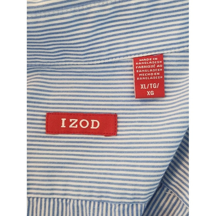 IZOD Blue and White Stripe Button Down Shirt Size XL