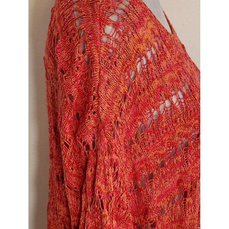 Knit by Hampshire Studio Coral and Orange Open Weave Tunic Sweater Size 1X
