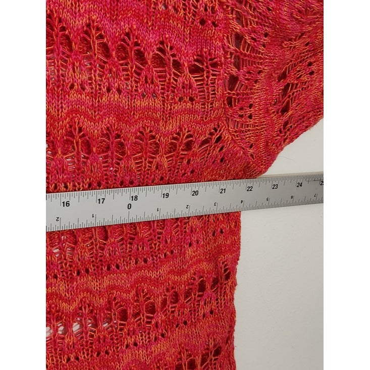 Knit by Hampshire Studio Coral and Orange Open Weave Tunic Sweater Size 1X
