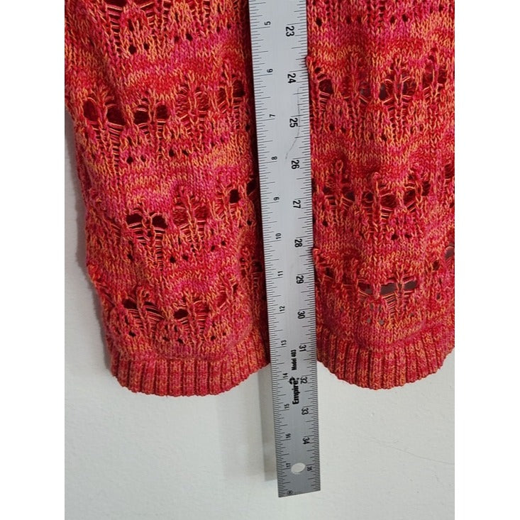 Knit by Hampshire Studio Coral and Orange Open Weave Tunic Sweater Size 1X