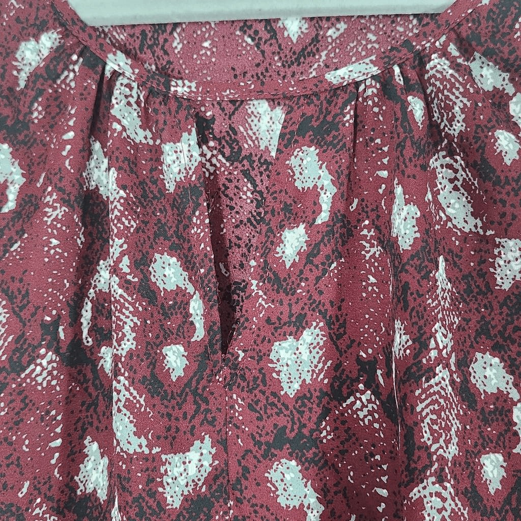 West K Oxblood Snakeskin Print Blouse Size Small NWOT Burgundy Snakeskin Top