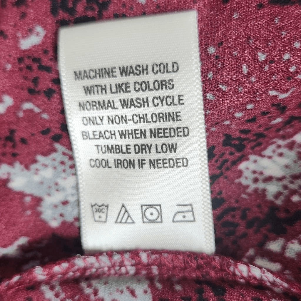 West K Oxblood Snakeskin Print Blouse Size Small NWOT Burgundy Snakeskin Top