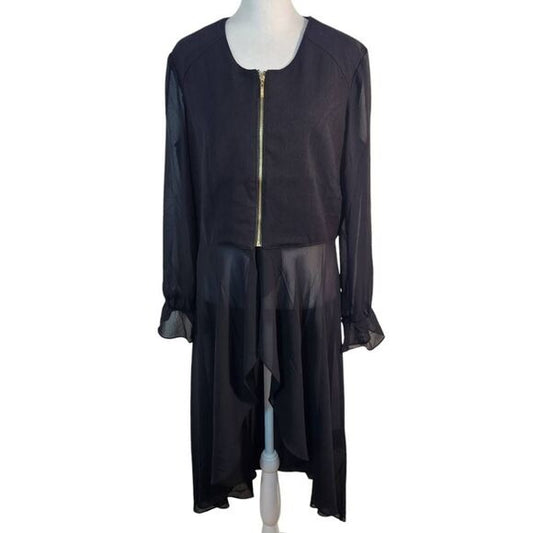 Simply Noelle Black Chiffon and Knit Zip-Up Jacket Size Small/Medium New