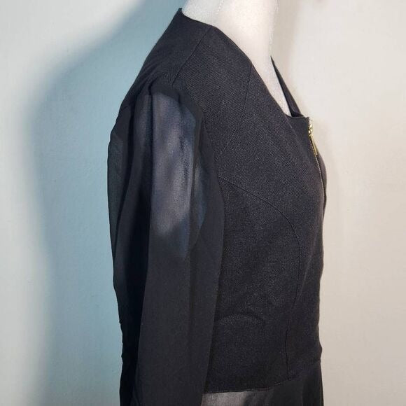 Simply Noelle Black Chiffon and Knit Zip-Up Jacket Size Small/Medium New