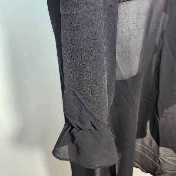 Simply Noelle Black Chiffon and Knit Zip-Up Jacket Size Small/Medium New