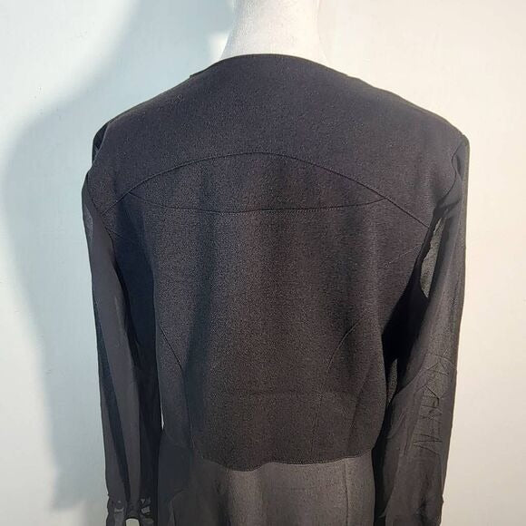 Simply Noelle Black Chiffon and Knit Zip-Up Jacket Size Small/Medium New