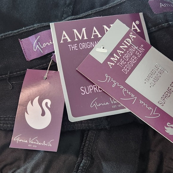 Gloria Vanderbilt Tapered Black Jeans Size 14 Short, New