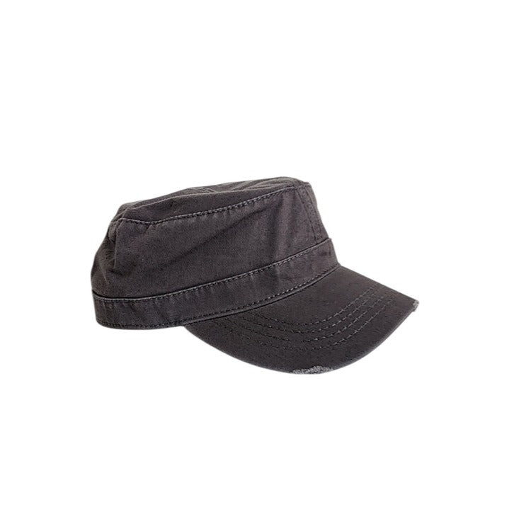Otto Collection Distressed Gray Cadet Style Military Cap One Size NWOT