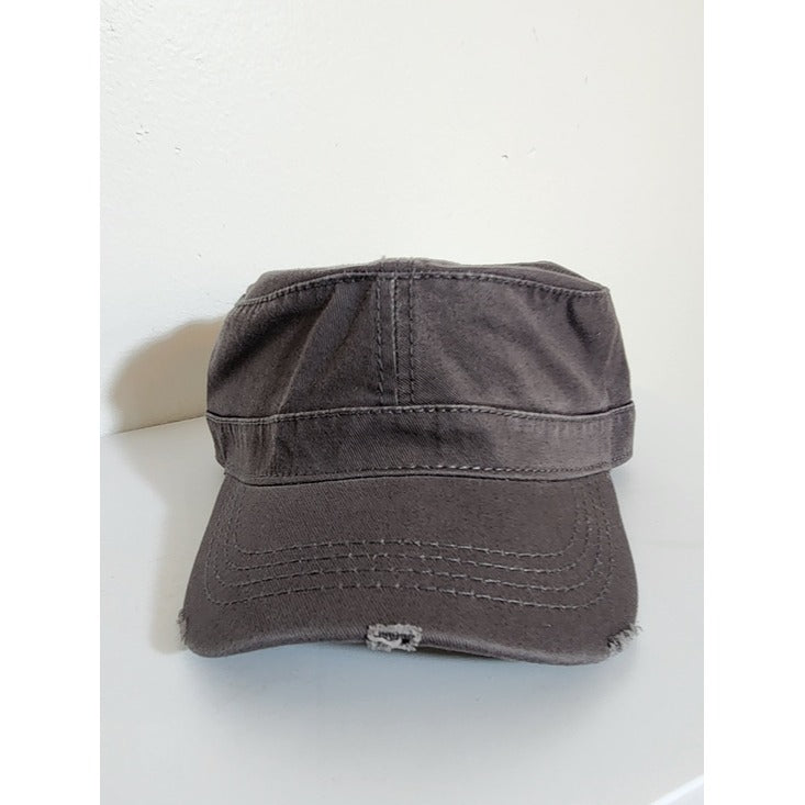 Otto Collection Distressed Gray Cadet Style Military Cap One Size NWOT