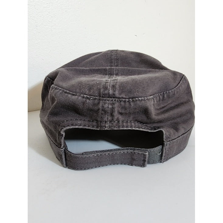 Otto Collection Distressed Gray Cadet Style Military Cap One Size NWOT