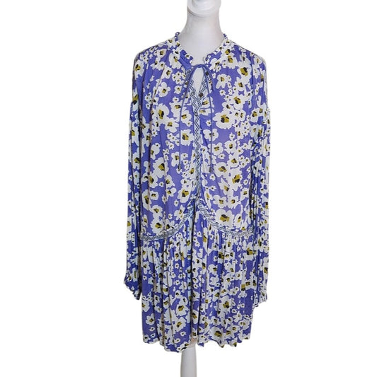 Free People Purple Floral Tunic Mini Dress Size Small