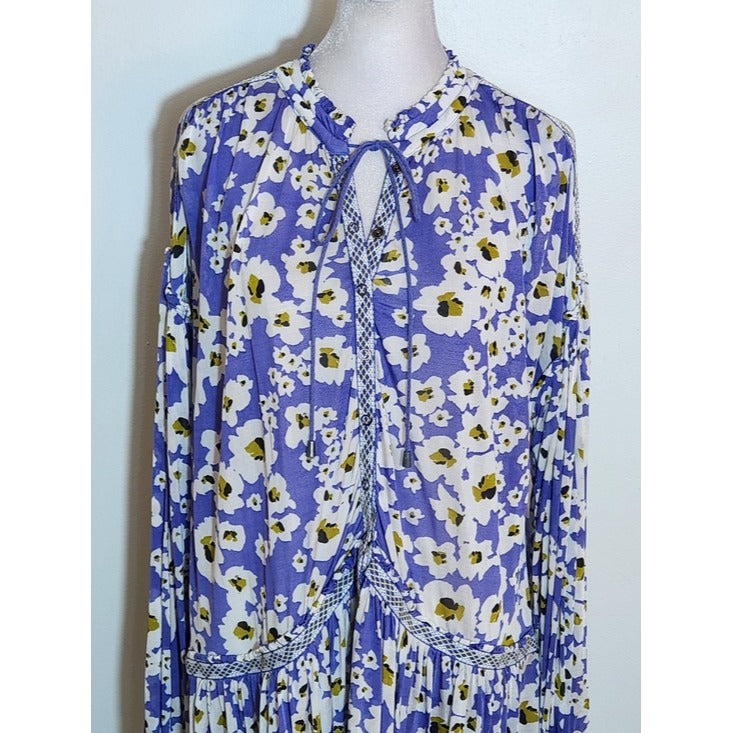 Free People Purple Floral Tunic Mini Dress Size Small