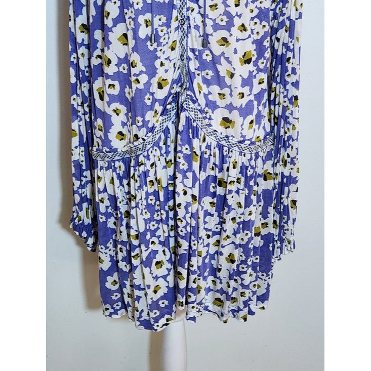 Free People Purple Floral Tunic Mini Dress Size Small