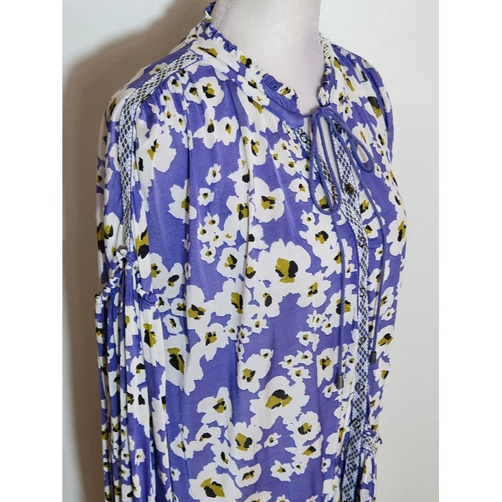 Free People Purple Floral Tunic Mini Dress Size Small