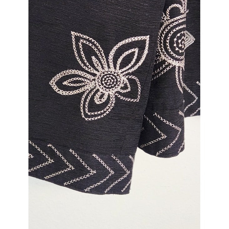 Carole Little Black and Cream Embroidered Open Cardigan Jacket Size 2X