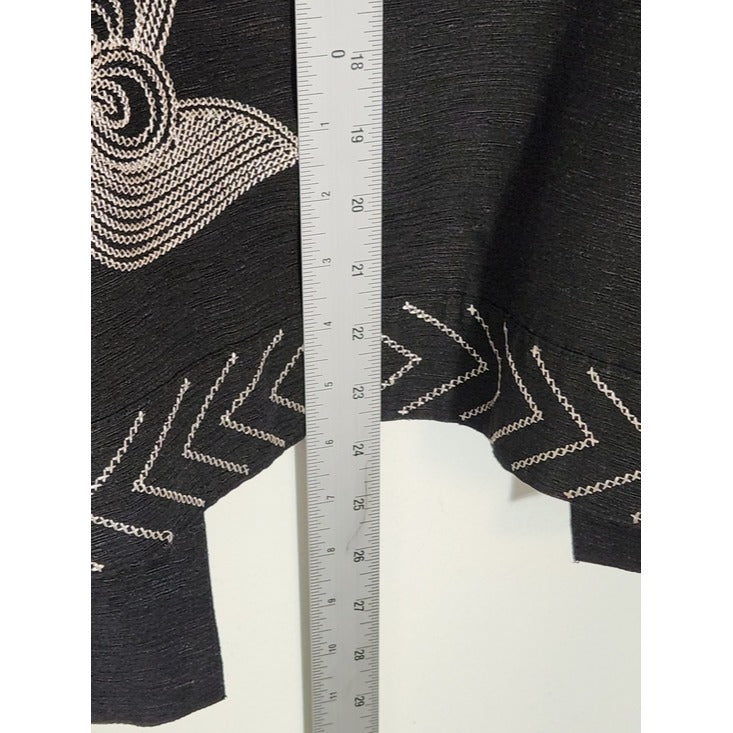 Carole Little Black and Cream Embroidered Open Cardigan Jacket Size 2X