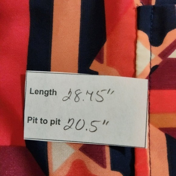 Style & Co. Colorful Geometric Blouse Size Medium Orange Print Top
