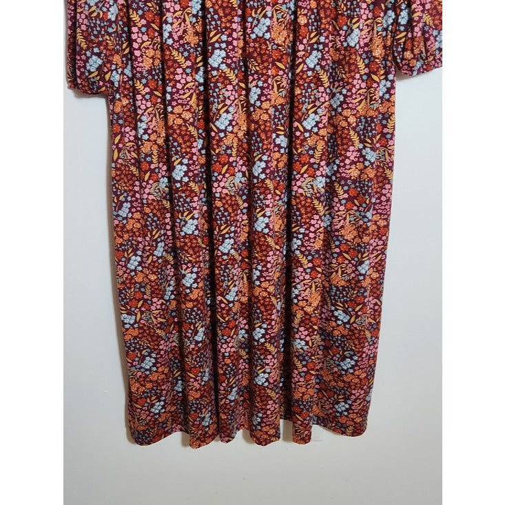 Haptics Womens Burgundy Floral Maxi Dress Size Medium